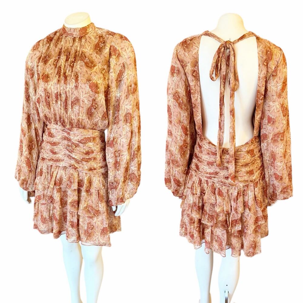 BHLDN Ella Long Sleeve Short Flowy Open Back Sz 8